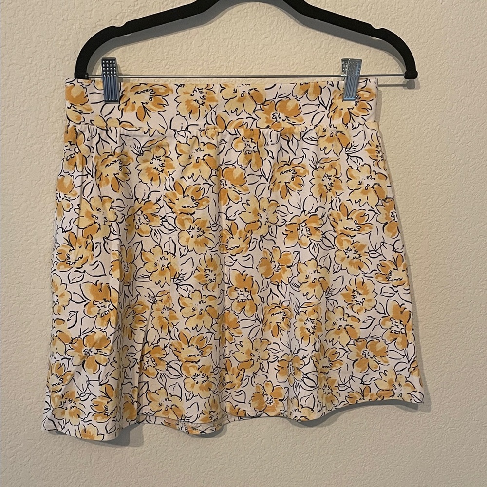 Yellow Floral Mini Skirt - Women's